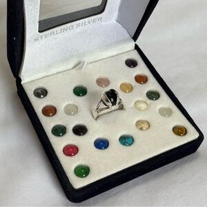 925 Sterling Silver Vintage Ring with Interchangeable Stones